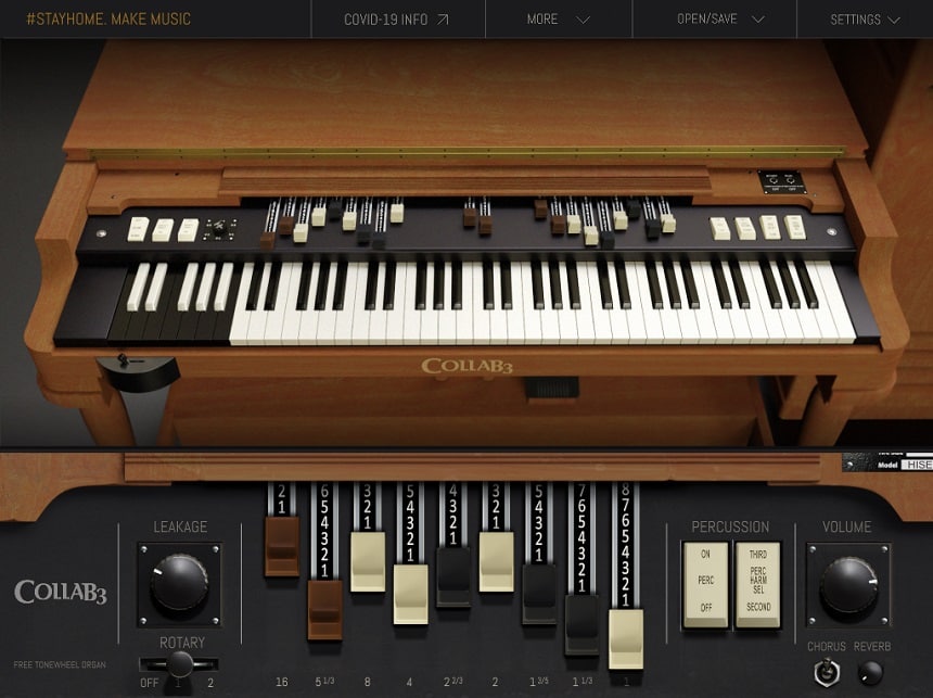 Sampleson CollaB3 Tonewheel B3 Vintage Organ Review - The 3 Best Free Organ Plugins | Integraudio.com