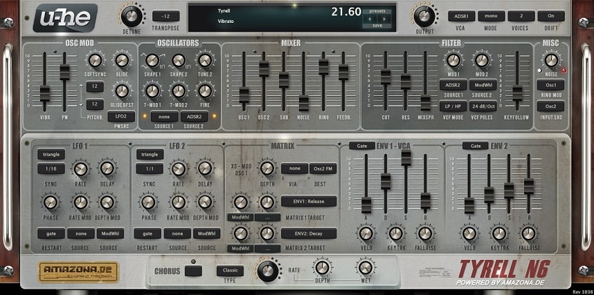 u-he Tyrell N6 - Top 12 Subtractive Synth Plugins (And 8 FREE Synths) | integraudio.com