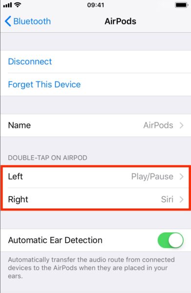 double tap on AirPod