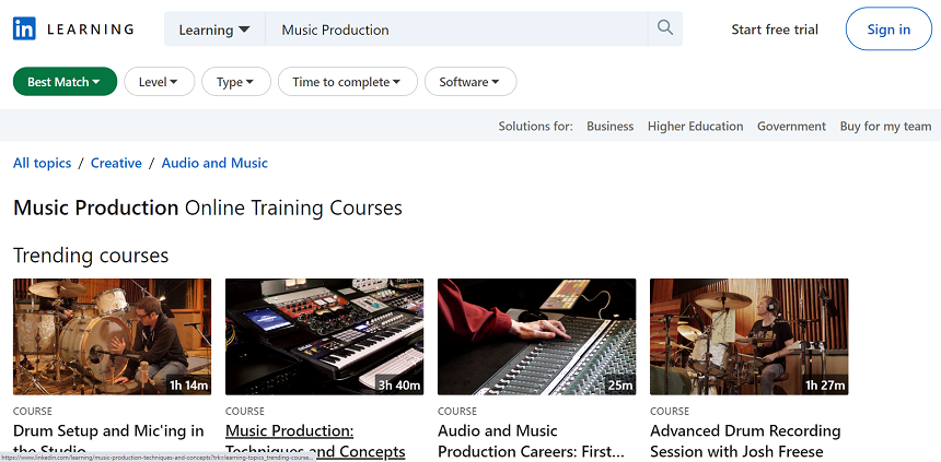LinkedIn Learning - 14 Best Websites For Music Production Courses & Tutorials | integraudio.com