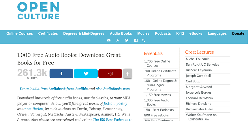 Open Culture - The 12 Best Sites To Download Free Audiobooks | integraudio.com