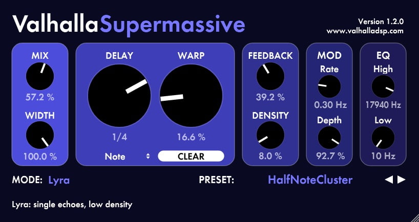 Valhalla Supermassive - 30 Best Free AAX Plugins For Music Production | integraudio.com