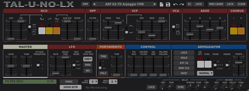 TAL-U-NO-LX - Top 14 Arpeggiator VST Plugins (And Best FREE Arpeggios) - Integraudio
