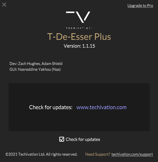 Techivation offers Free Modern T-De-Esser Plus - 2024 Update