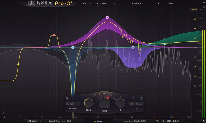 FabFilter Pro-Q 4 equalizer with per-band stereo placement