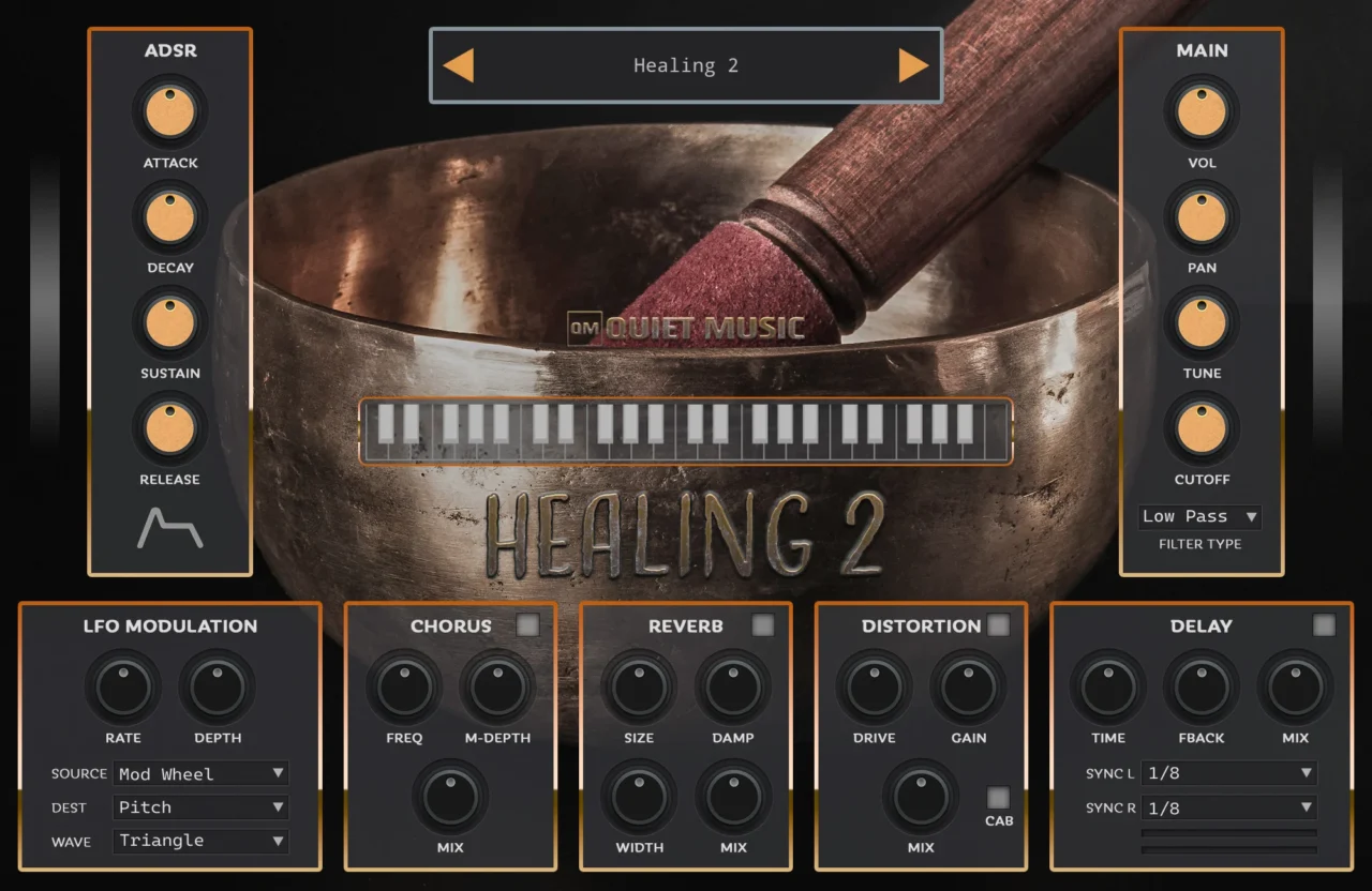 Quiet Music Healing 2 Tibetan singing bowl plugin interface