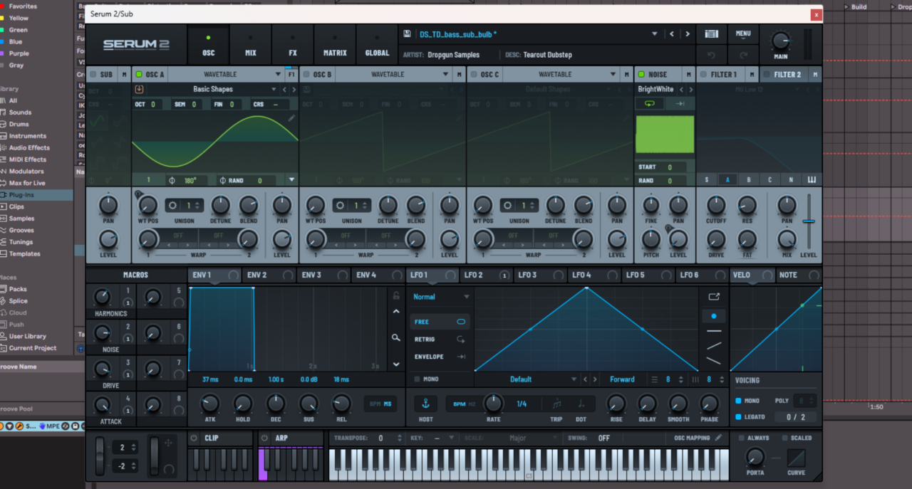 Serum 2 sub bass preset interface