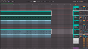 Layered kick and snare samples aligned to drum MIDI