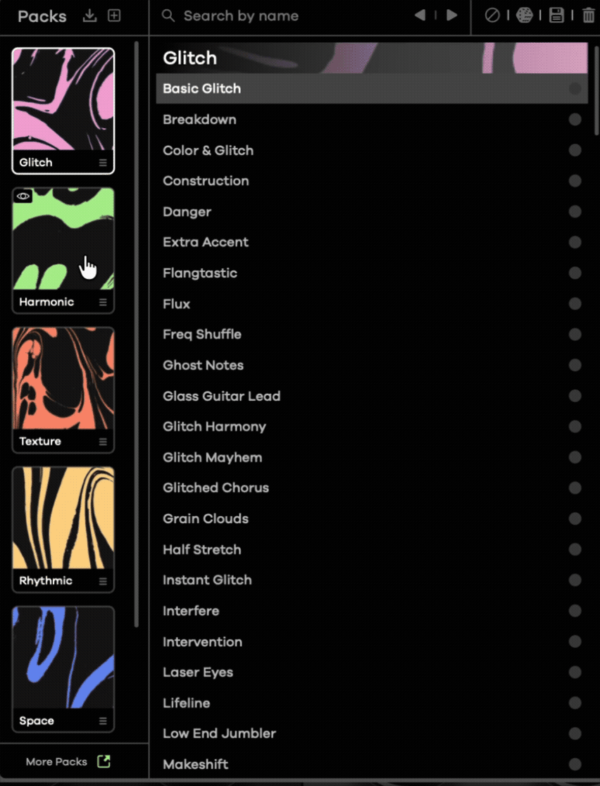 Browsing HyperWarp presets